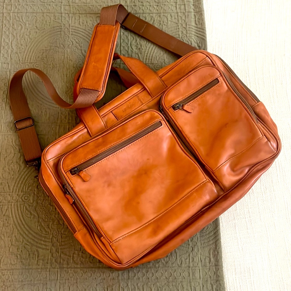 Hartmann women's or men's tan leather computer bag